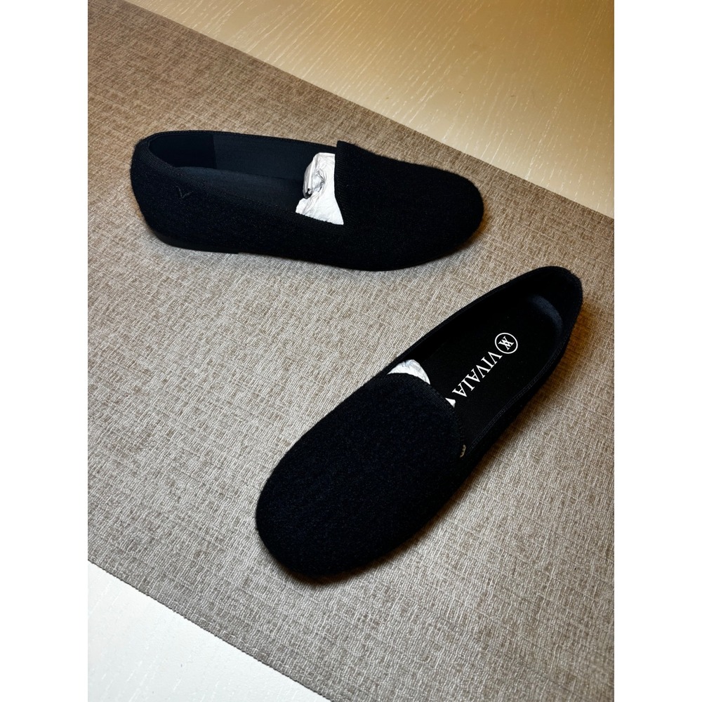 VIVAIA Solid Black‎ Imitate Mink Fur Loafers EU 37.5/ US 7